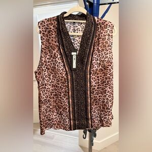 Kobi Halperin Chic Leopard Print V-Neck Blouse